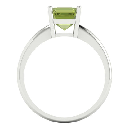 1.5 cttw Natural Peridot Solitaire  Engagement Ring - Solid Gold (Asscher Cut,6.5mm)