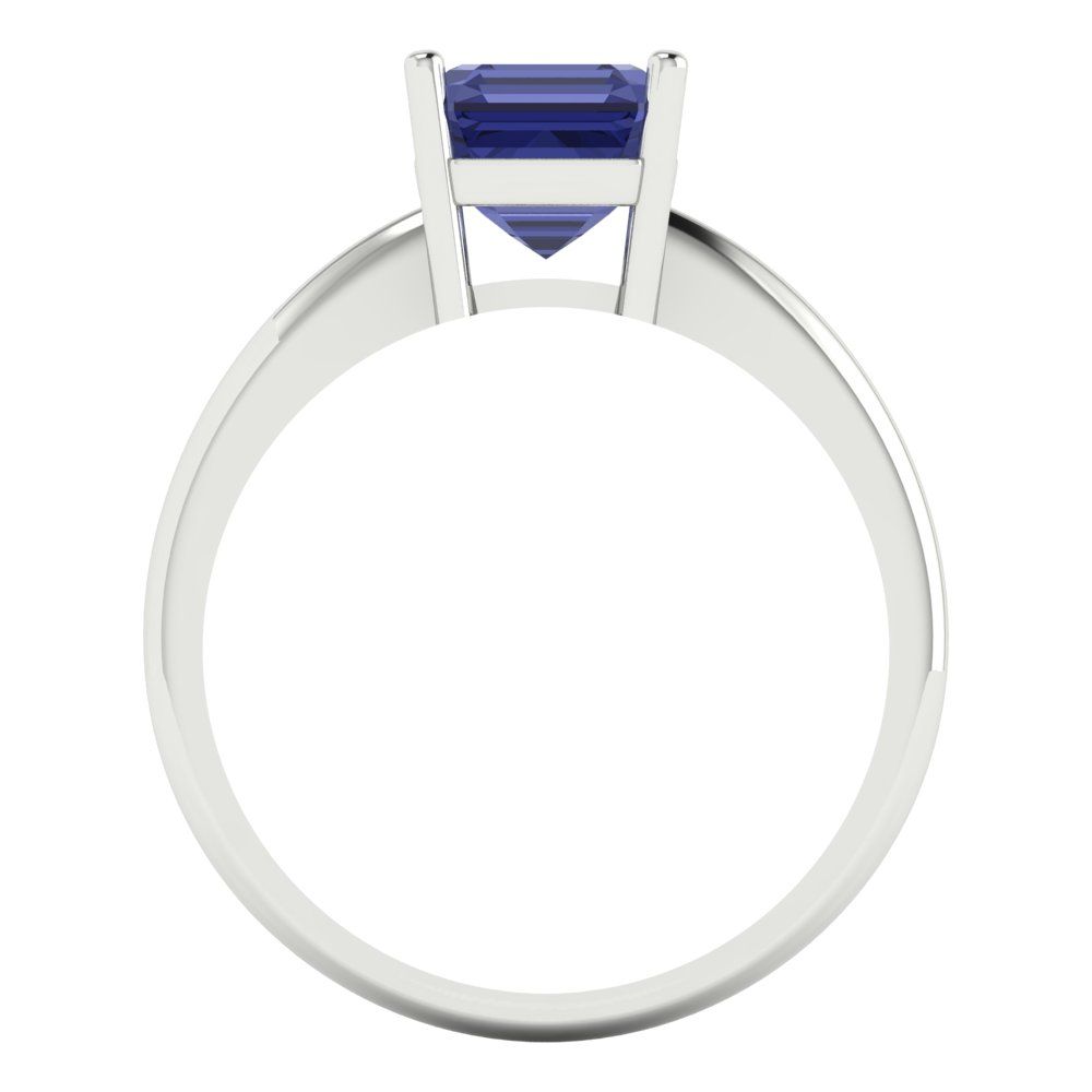 1.5 cttw Simulated Tanzanite Solitaire  Engagement Ring - Solid Gold (Asscher Cut,6.5mm)