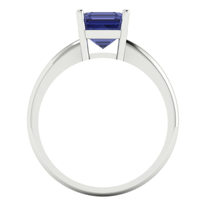 1.5 cttw Simulated Tanzanite Solitaire  Engagement Ring - Solid Gold (Asscher Cut,6.5mm)
