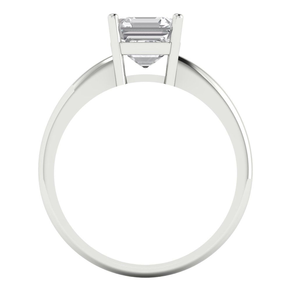 1.5 cttw White Sapphire Solitaire  Engagement Ring - Solid Gold (Asscher Cut,6.5mm)