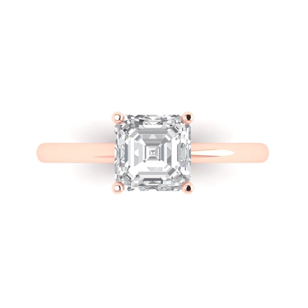 1.5 cttw Certified Moissanite Solitaire  Engagement Ring - Solid Gold (VVS1, D-F,Asscher Cut,6.5mm)