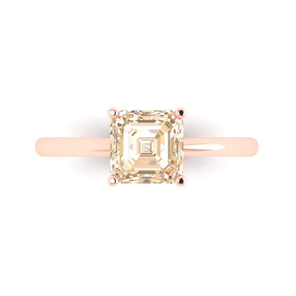 1.5 cttw Natural Morganite Solitaire  Engagement Ring - Solid Gold (Asscher Cut,6.5mm)