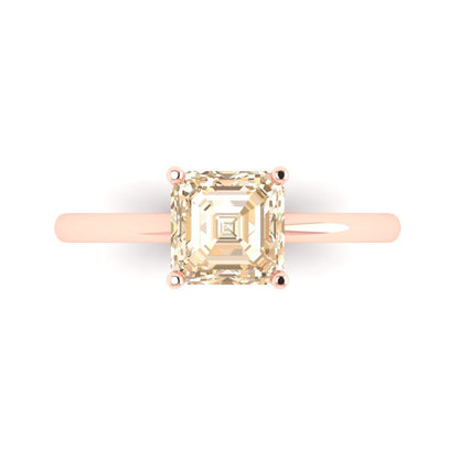 1.5 cttw Natural Morganite Solitaire  Engagement Ring - Solid Gold (Asscher Cut,6.5mm)