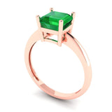 1.5 ct Brilliant Asscher Cut Simulated Emerald Stone Rose Gold Solitaire Ring
