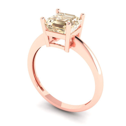 1.5 cttw Natural Morganite Solitaire  Engagement Ring - Solid Gold (Asscher Cut,6.5mm)