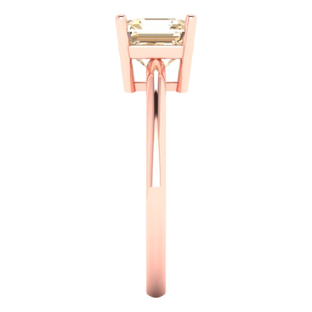 1.5 cttw Natural Morganite Solitaire  Engagement Ring - Solid Gold (Asscher Cut,6.5mm)