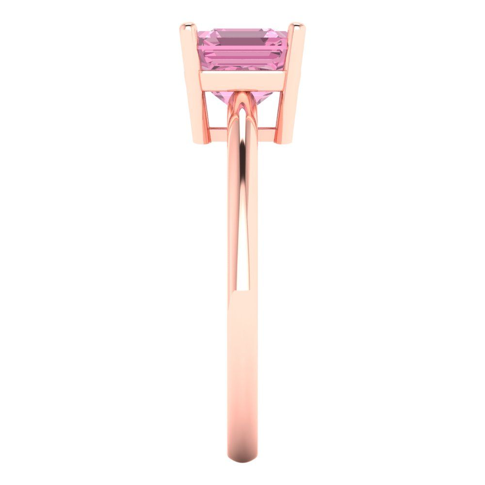 1.5 cttw Zirconia Simulated Pink Diamond Solitaire  Engagement Ring - Solid Rose Gold (VVS1, Asscher Cut,6.5mm)