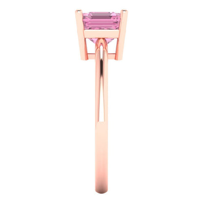 1.5 cttw Zirconia Simulated Pink Diamond Solitaire  Engagement Ring - Solid Rose Gold (VVS1, Asscher Cut,6.5mm)