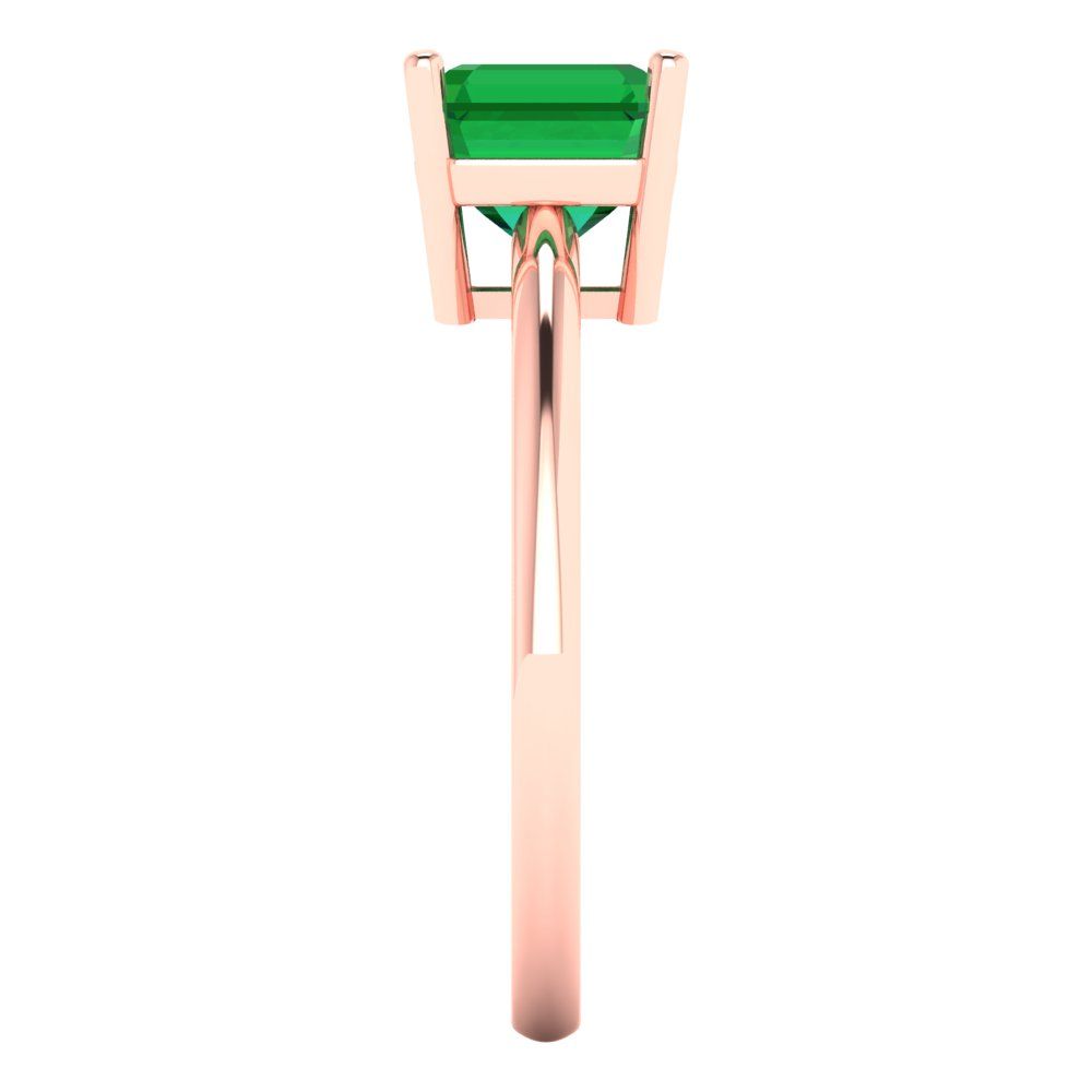 1.5 cttw Simulated Emerald Solitaire  Engagement Ring - Solid Gold (Asscher Cut,6.5mm)