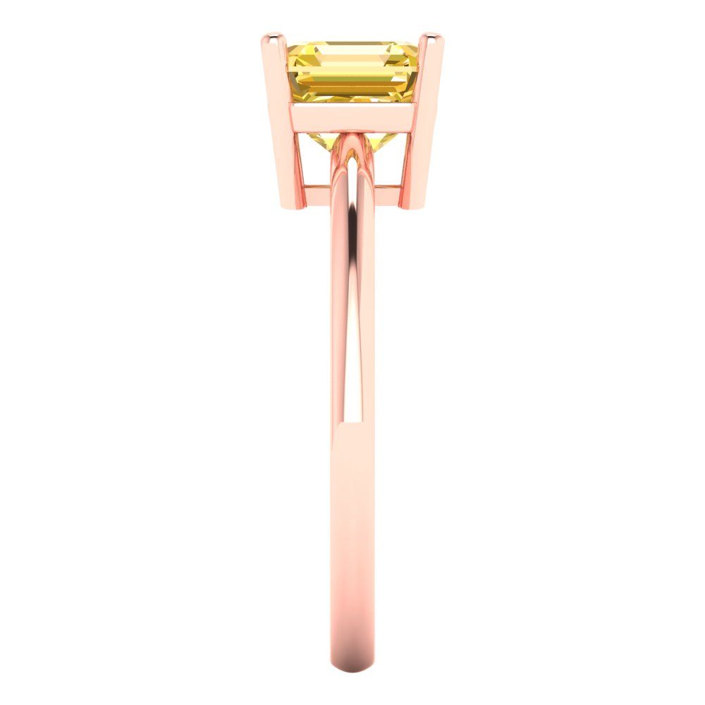 1.5 cttw Zirconia Simulated Yellow Diamond Solitaire  Engagement Ring - Solid Rose Gold (VVS1, Asscher Cut,6.5mm)