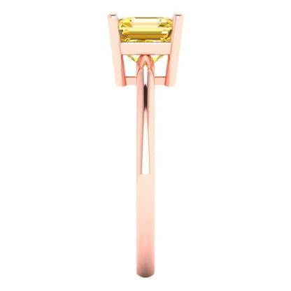 1.5 cttw Zirconia Simulated Yellow Diamond Solitaire  Engagement Ring - Solid Rose Gold (VVS1, Asscher Cut,6.5mm)