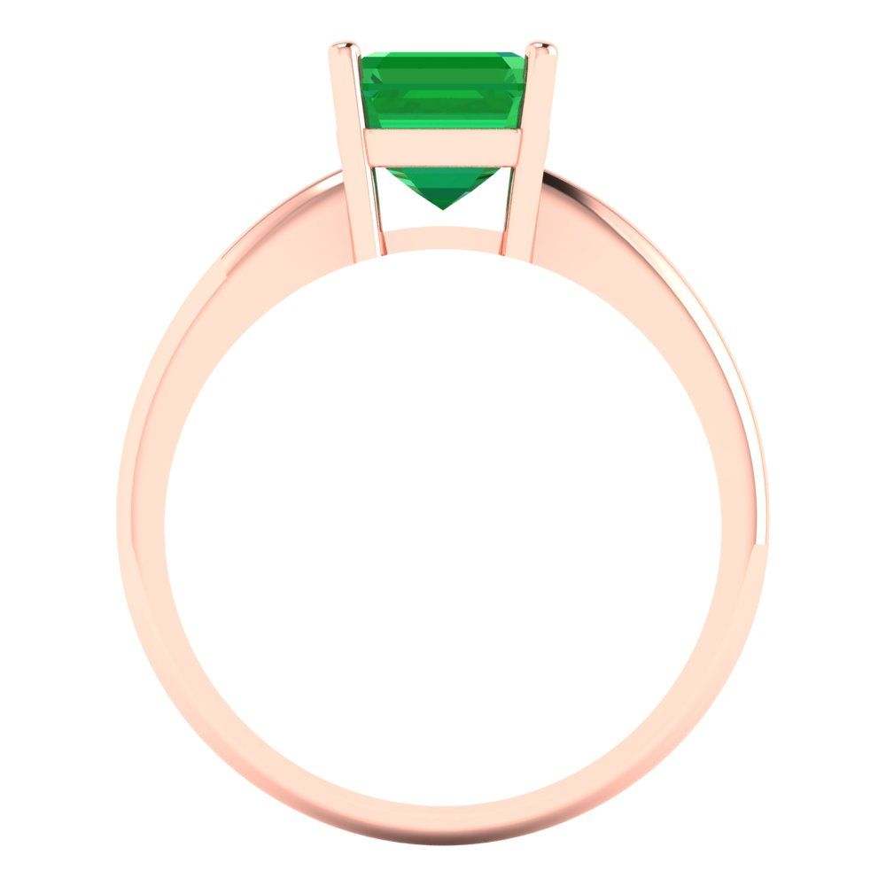 1.5 cttw Simulated Emerald Solitaire  Engagement Ring - Solid Gold (Asscher Cut,6.5mm)