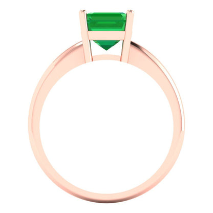 1.5 cttw Simulated Emerald Solitaire  Engagement Ring - Solid Gold (Asscher Cut,6.5mm)