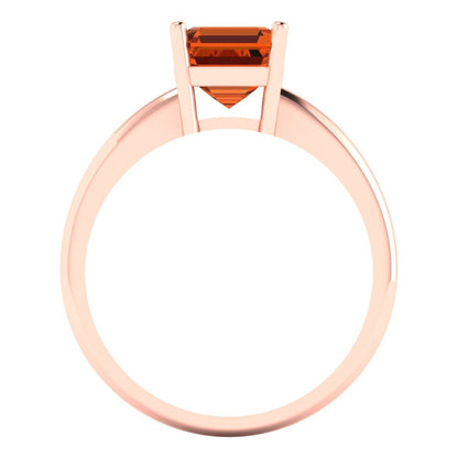 1.5 cttw Simulated Pink Tourmaline Solitaire  Engagement Ring - Solid Gold (Asscher Cut,6.5mm)