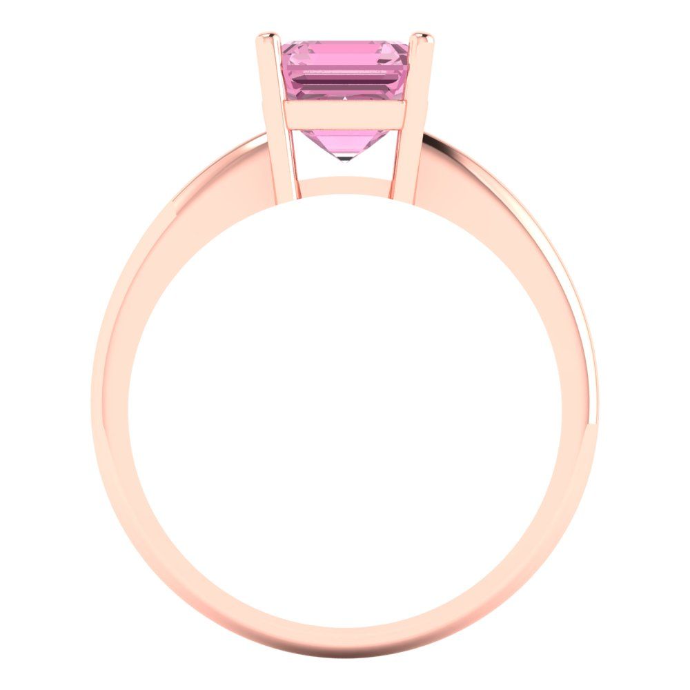 1.5 cttw Zirconia Simulated Pink Diamond Solitaire  Engagement Ring - Solid Rose Gold (VVS1, Asscher Cut,6.5mm)
