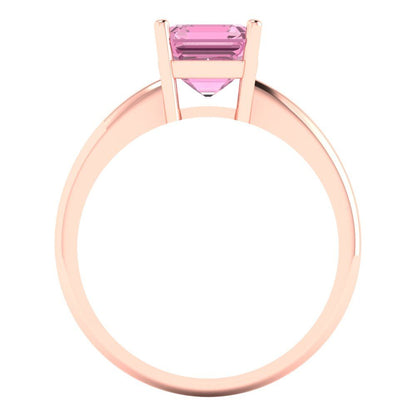 1.5 cttw Zirconia Simulated Pink Diamond Solitaire  Engagement Ring - Solid Rose Gold (VVS1, Asscher Cut,6.5mm)