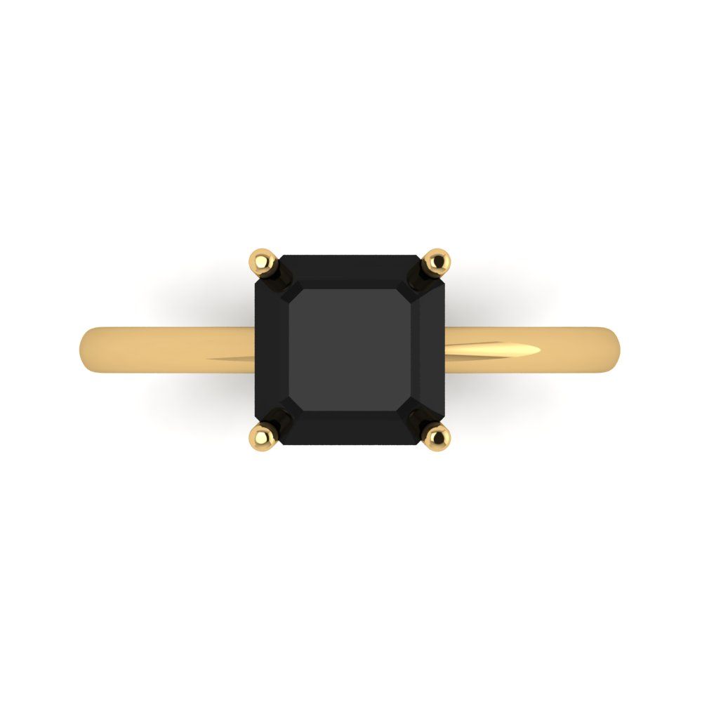 2 cttw Natural Onyx Solitaire  Engagement Ring - Solid Gold (Asscher Cut,7.0mm)