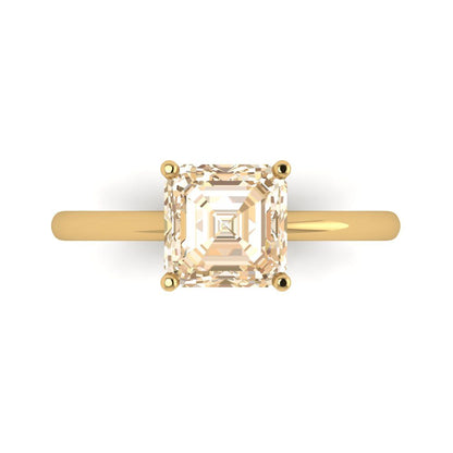 2 cttw Natural Morganite Solitaire  Engagement Ring - Solid Gold (Asscher Cut,7.0mm)