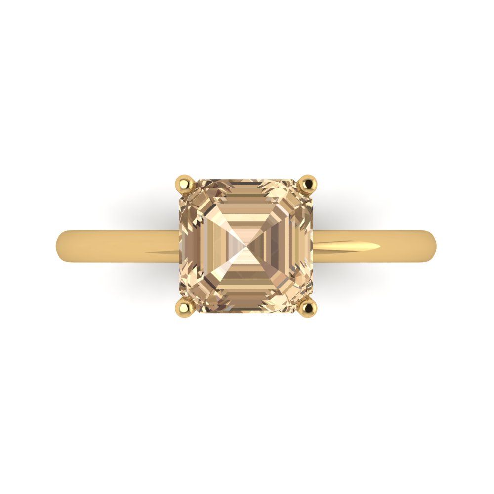 2 cttw Yellow Moissanite Solitaire  Engagement Ring - Solid Gold (Asscher Cut,7.0mm)