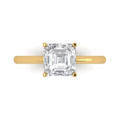 2 cttw Zirconia Simulated Diamond Solitaire  Engagement Ring - Solid Gold (VVS1, Asscher Cut,7.0mm)