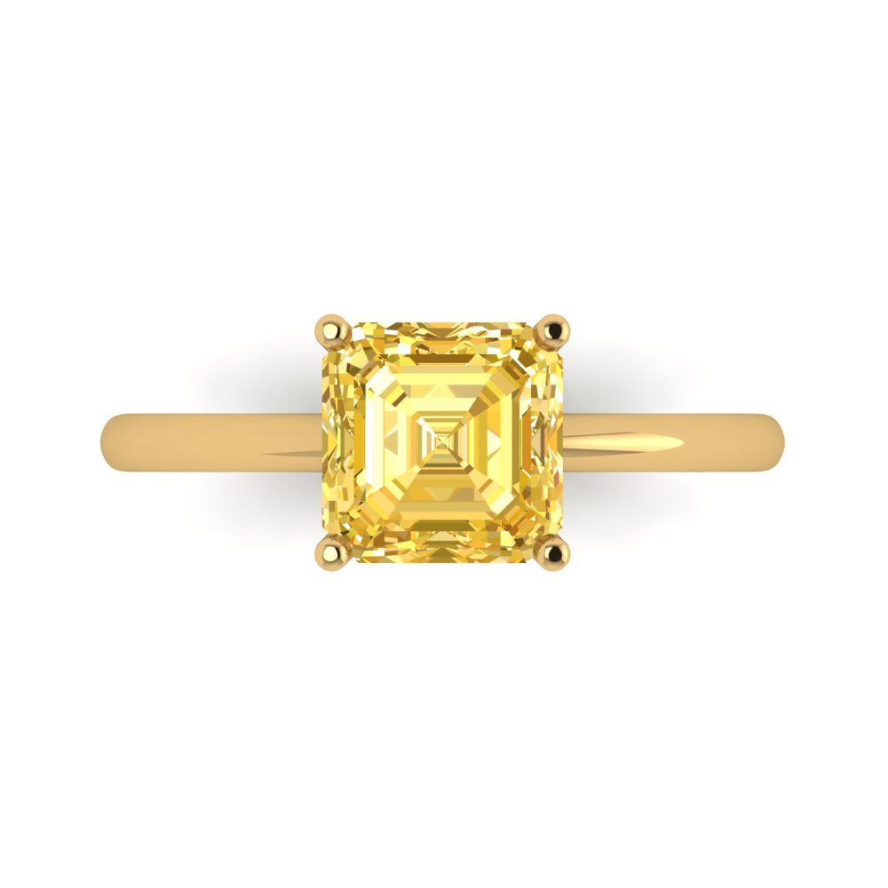 2 cttw Natural Citrine Solitaire  Engagement Ring - Solid Gold (Asscher Cut,7.0mm)