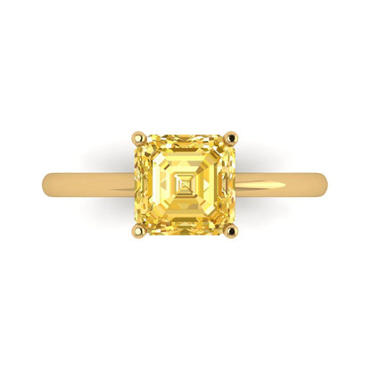 2 cttw Natural Citrine Solitaire  Engagement Ring - Solid Gold (Asscher Cut,7.0mm)