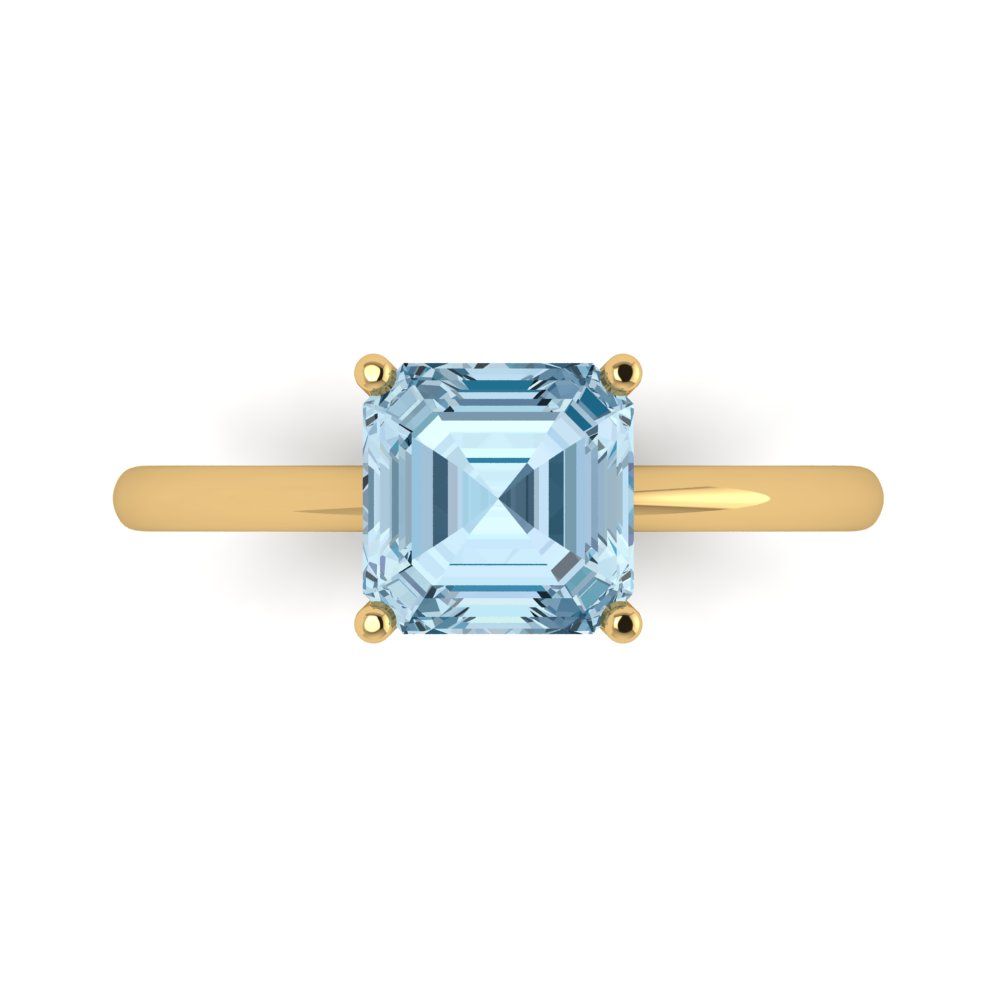 2 cttw Natural Sky Blue Topaz Solitaire  Engagement Ring - Solid Gold (Asscher Cut,7.0mm)