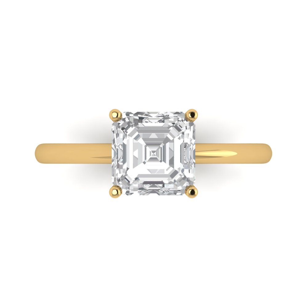 2 cttw White Sapphire Solitaire  Engagement Ring - Solid Gold (Asscher Cut,7.0mm)