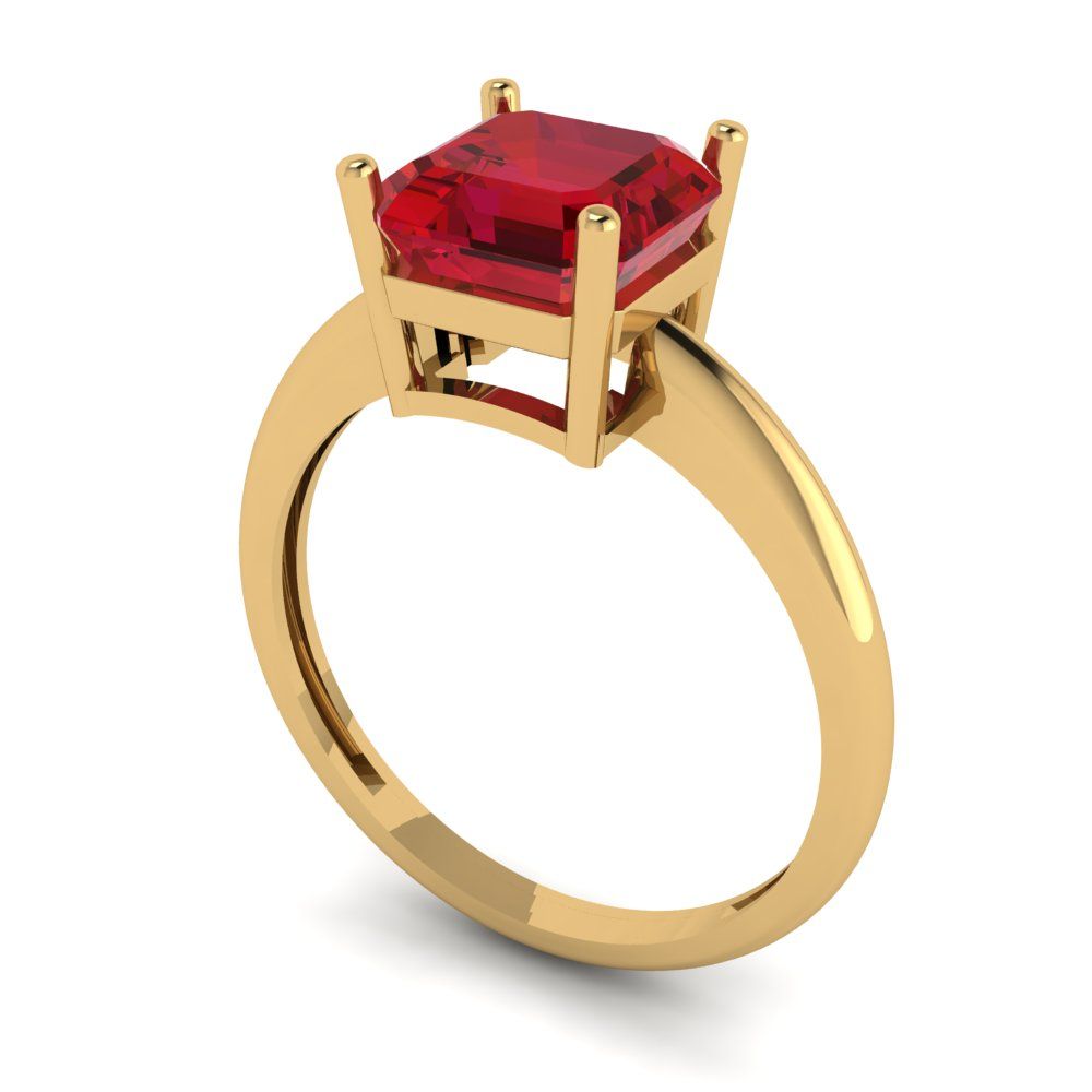 2 cttw Simulated Pink Tourmaline Solitaire  Engagement Ring - Solid Gold (Asscher Cut,7.0mm)