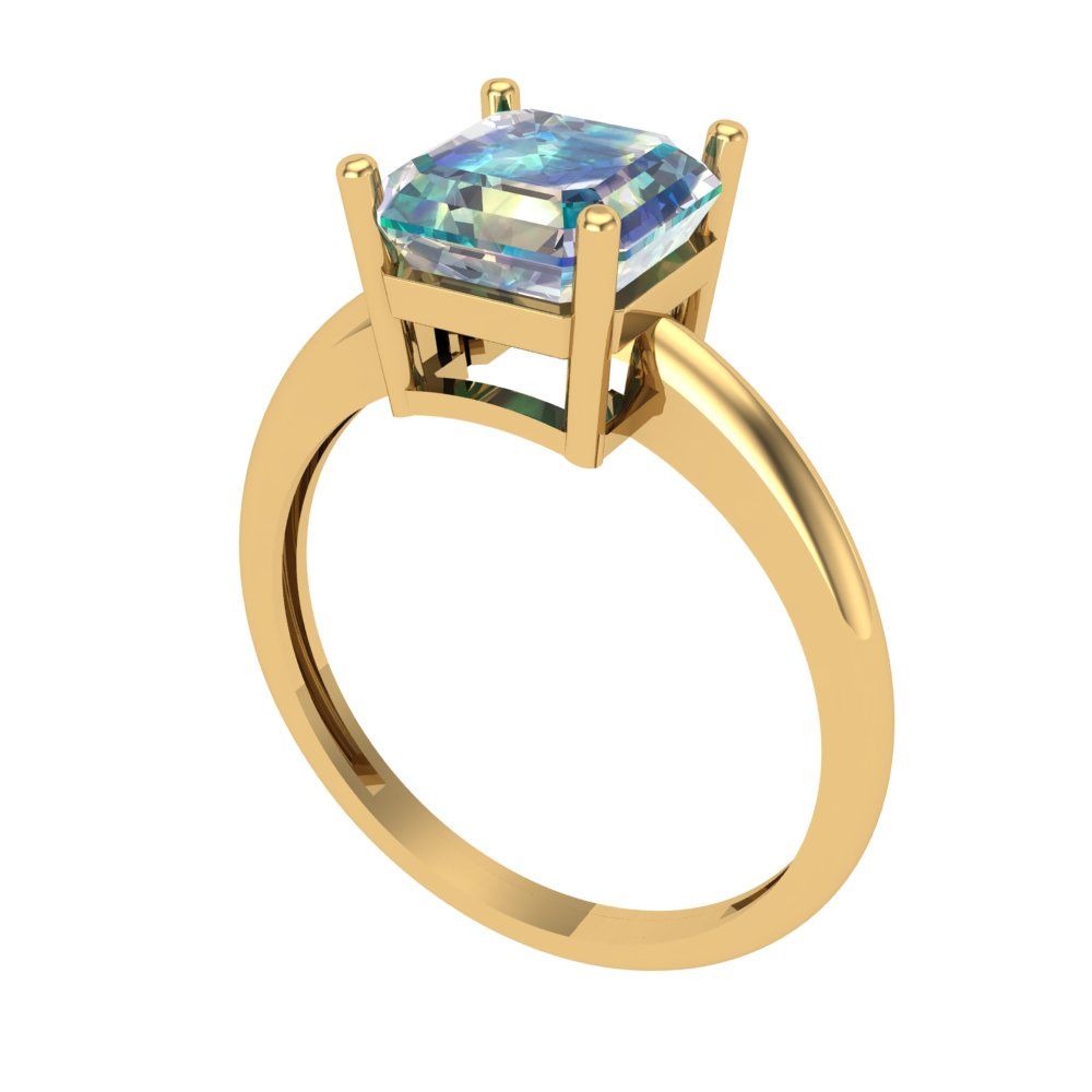 2 cttw Blue Moissanite Solitaire  Engagement Ring - Solid Gold (Asscher Cut,7.0mm)