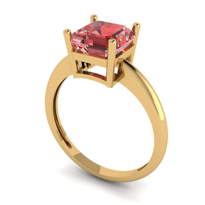 2 cttw Natural Garnet Solitaire  Engagement Ring - Solid Gold (Asscher Cut,7.0mm)