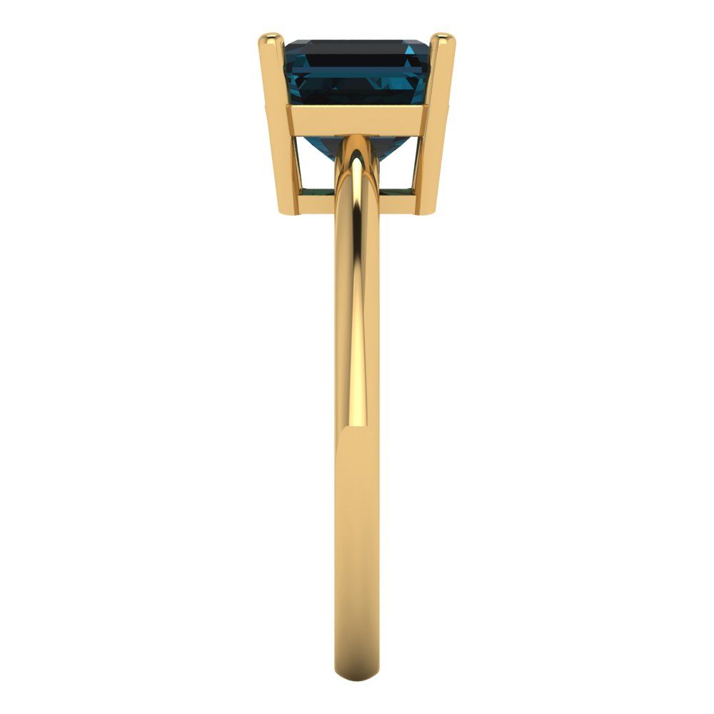 2 cttw Natural London Blue Topaz Solitaire  Engagement Ring - Solid Gold (Asscher Cut,7.0mm)