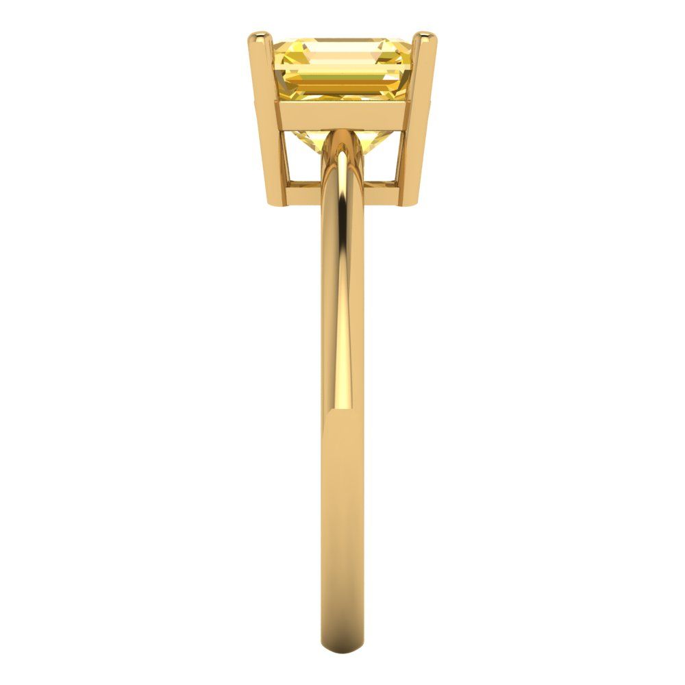 2 cttw Zirconia Simulated Yellow Diamond Solitaire  Engagement Ring - Solid Gold (VVS1, Asscher Cut,7.0mm)