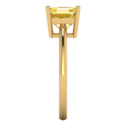 2 cttw Zirconia Simulated Yellow Diamond Solitaire  Engagement Ring - Solid Gold (VVS1, Asscher Cut,7.0mm)