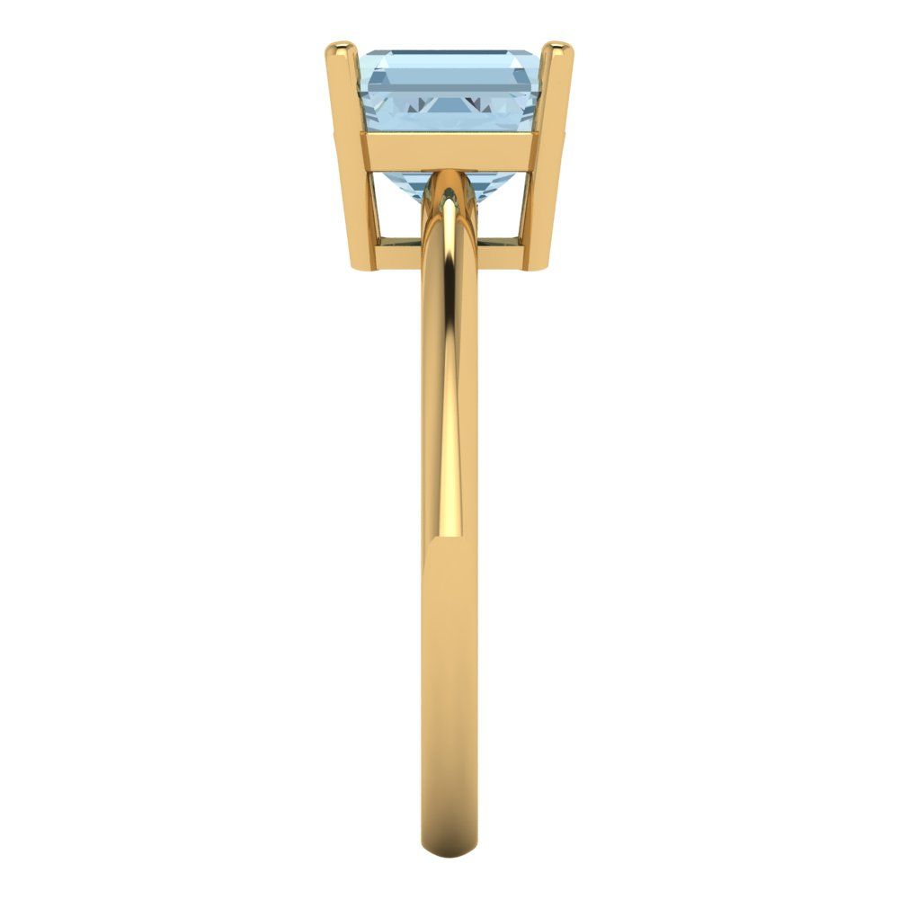 2 cttw Natural Swiss Blue Topaz Solitaire  Engagement Ring - Solid Gold (Asscher Cut,7.0mm)