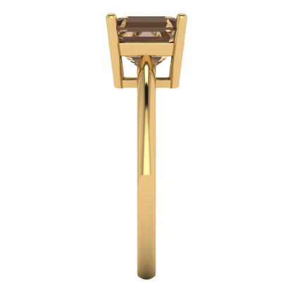 2 cttw Zirconia Simulated Champagne Diamond Solitaire  Engagement Ring - Solid Gold (VVS1, Asscher Cut,7.0mm)