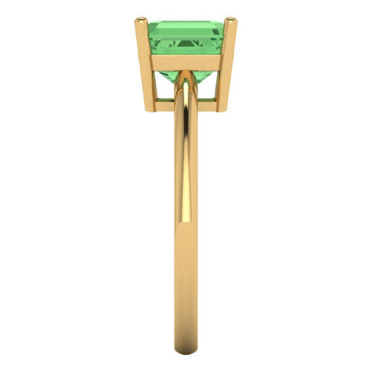 2 cttw Zirconia Simulated Green Diamond Solitaire  Engagement Ring - Solid Gold (VVS1, Asscher Cut,7.0mm)