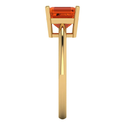 2 cttw Zirconia Simulated Red Diamond Solitaire  Engagement Ring - Solid Gold (VVS1, Asscher Cut,7.0mm)