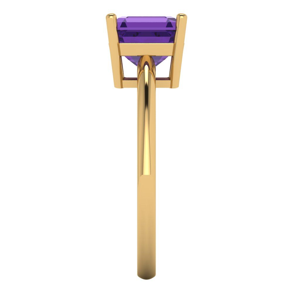 2 cttw Natural Amethyst Solitaire  Engagement Ring - Solid Gold (Asscher Cut,7.0mm)