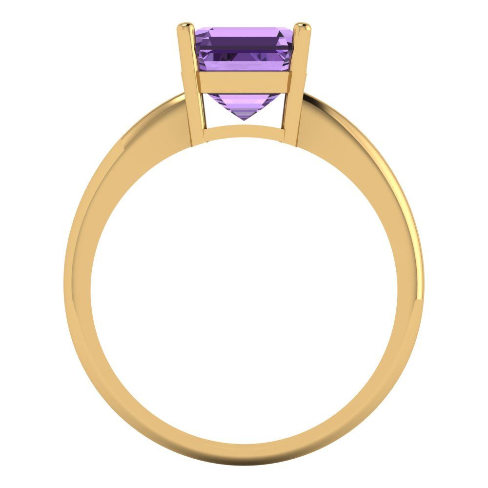 2 cttw Simulated Alexandrite Solitaire  Engagement Ring - Solid Gold (Asscher Cut,7.0mm)