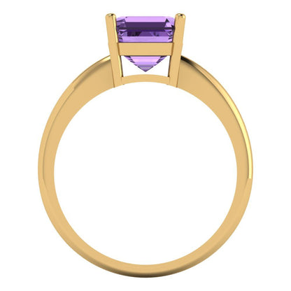 2 cttw Simulated Alexandrite Solitaire  Engagement Ring - Solid Gold (Asscher Cut,7.0mm)