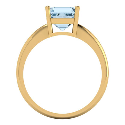 2 cttw Natural Swiss Blue Topaz Solitaire  Engagement Ring - Solid Gold (Asscher Cut,7.0mm)
