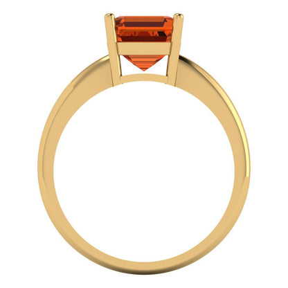 2 cttw Zirconia Simulated Red Diamond Solitaire  Engagement Ring - Solid Gold (VVS1, Asscher Cut,7.0mm)