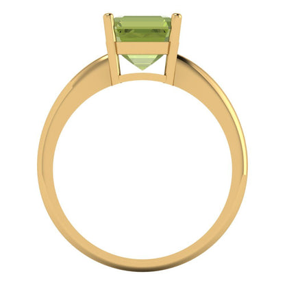2 cttw Natural Peridot Solitaire  Engagement Ring - Solid Gold (Asscher Cut,7.0mm)