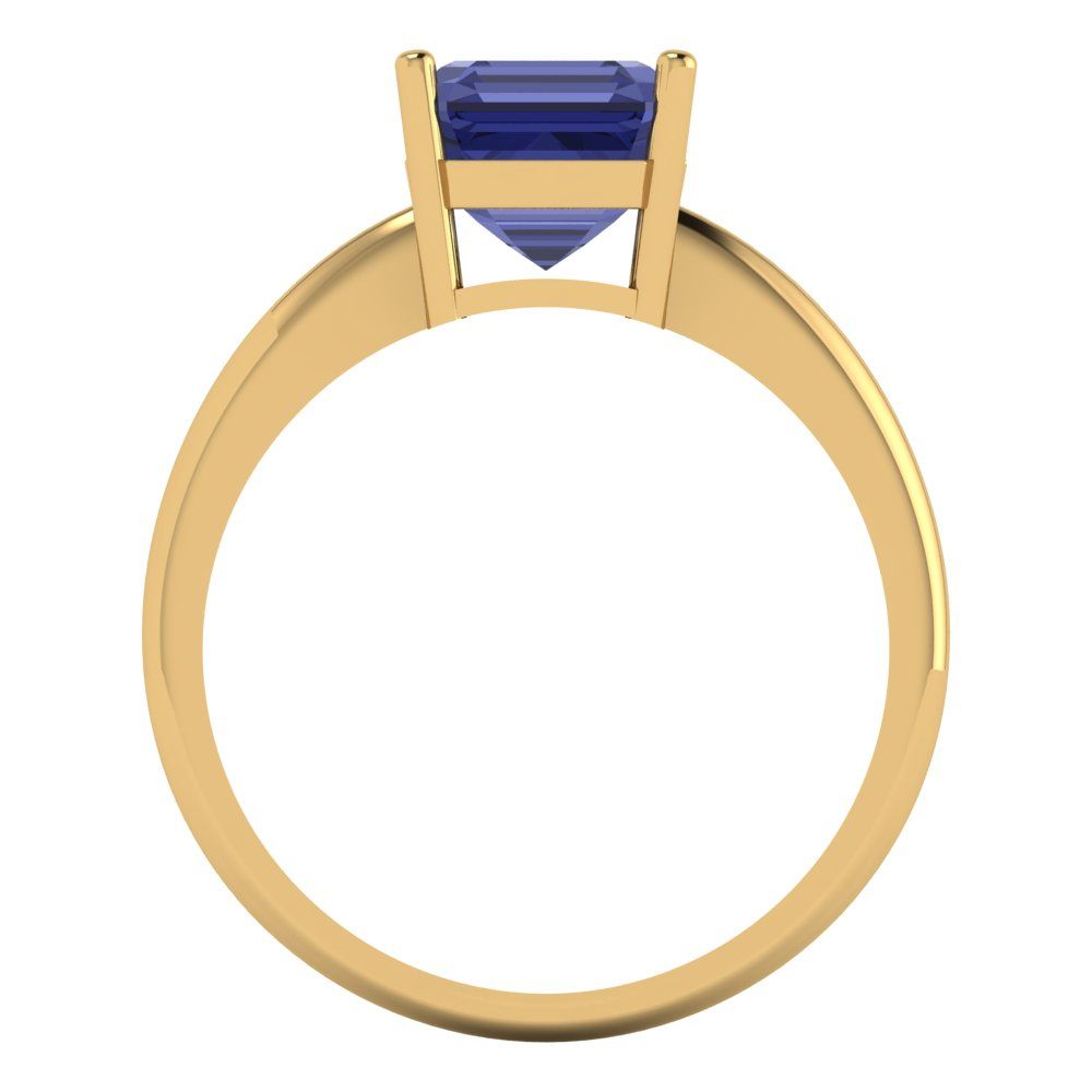2 cttw Simulated Tanzanite Solitaire  Engagement Ring - Solid Gold (Asscher Cut,7.0mm)