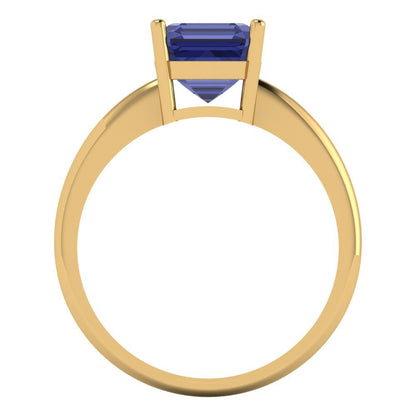 2 cttw Simulated Tanzanite Solitaire  Engagement Ring - Solid Gold (Asscher Cut,7.0mm)