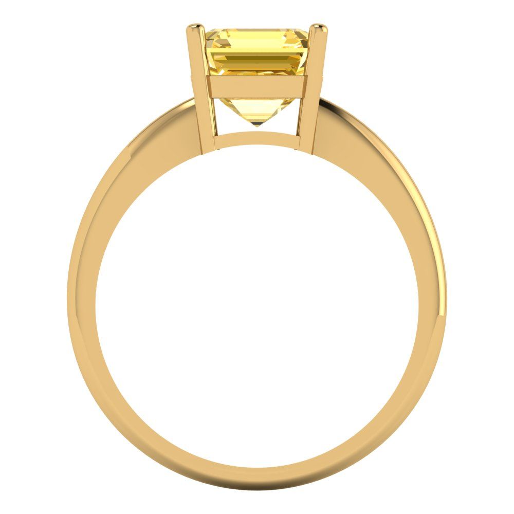 2 cttw Zirconia Simulated Yellow Diamond Solitaire  Engagement Ring - Solid Gold (VVS1, Asscher Cut,7.0mm)