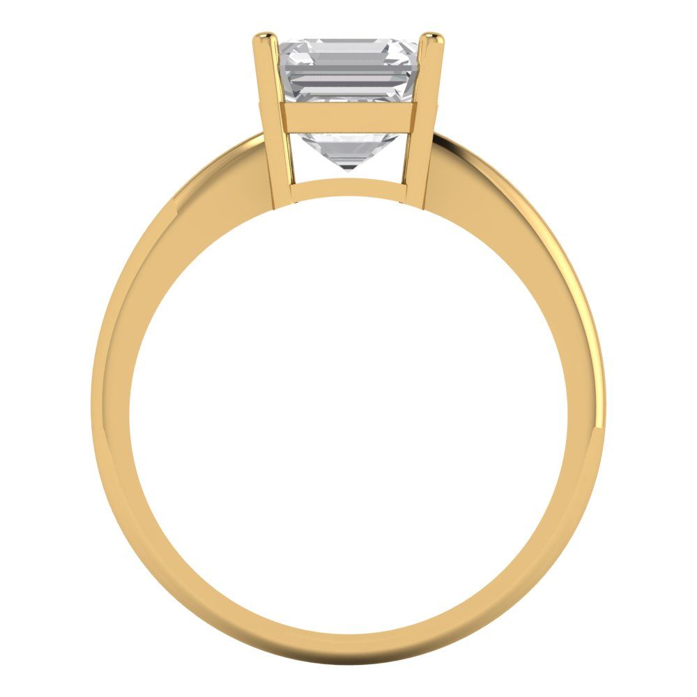 2 cttw Zirconia Simulated Diamond Solitaire  Engagement Ring - Solid Gold (VVS1, Asscher Cut,7.0mm)