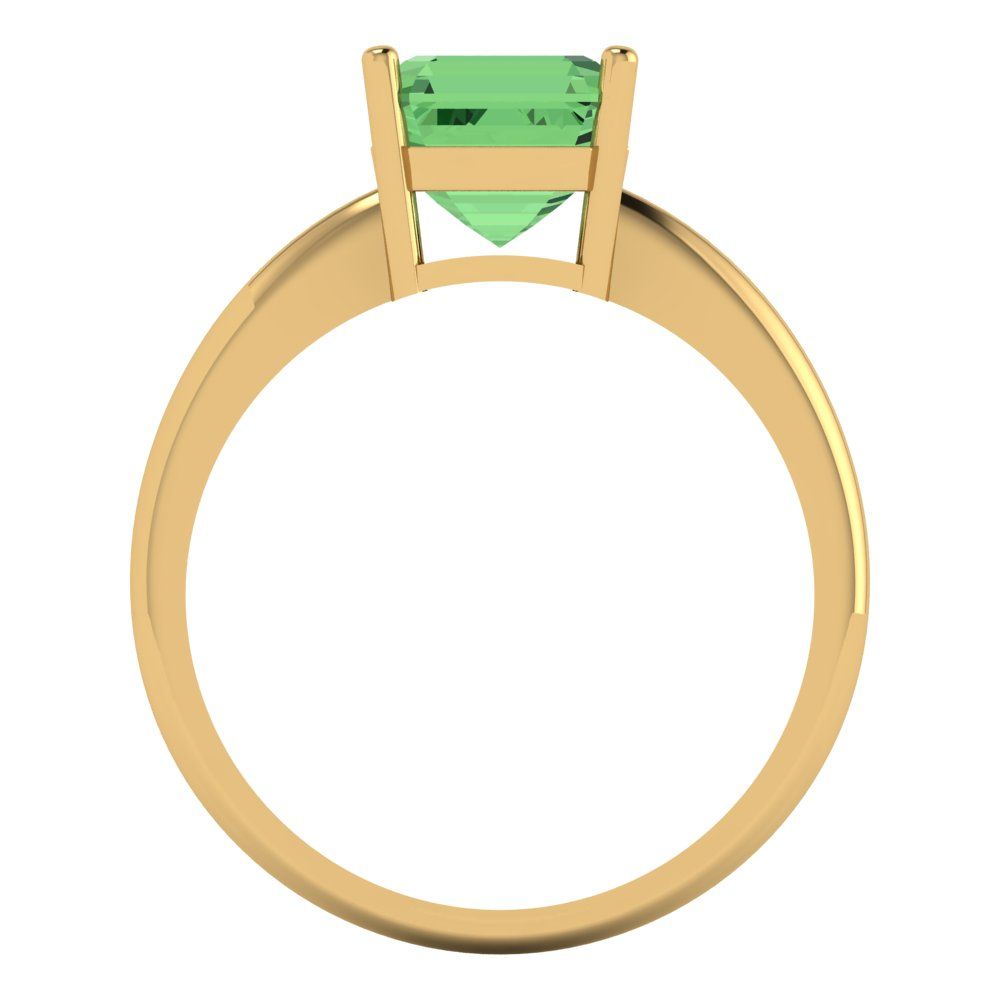 2 cttw Zirconia Simulated Green Diamond Solitaire  Engagement Ring - Solid Gold (VVS1, Asscher Cut,7.0mm)
