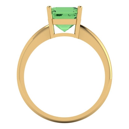 2 cttw Zirconia Simulated Green Diamond Solitaire  Engagement Ring - Solid Gold (VVS1, Asscher Cut,7.0mm)